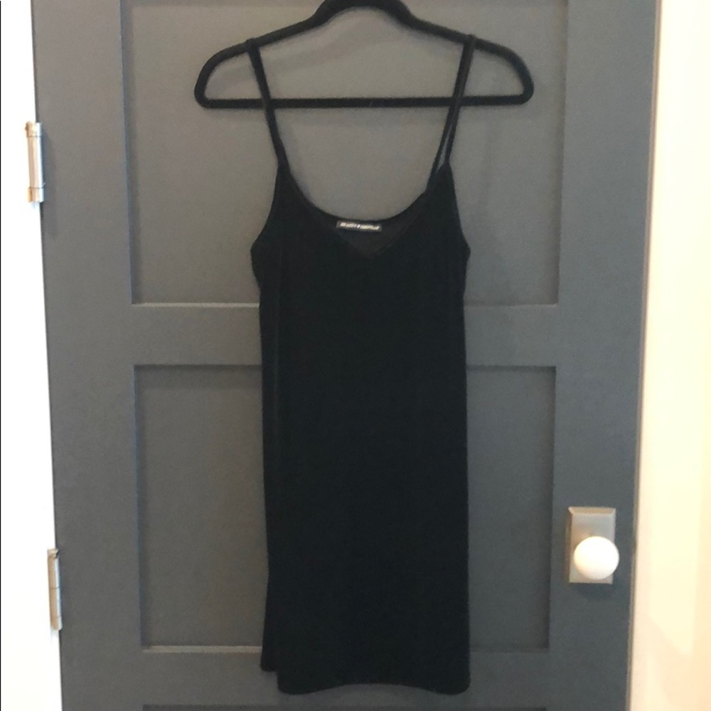 Brandy Melville Black Velvet Mini Slip Dress